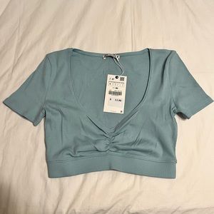Zara Blue Crop Top Size M